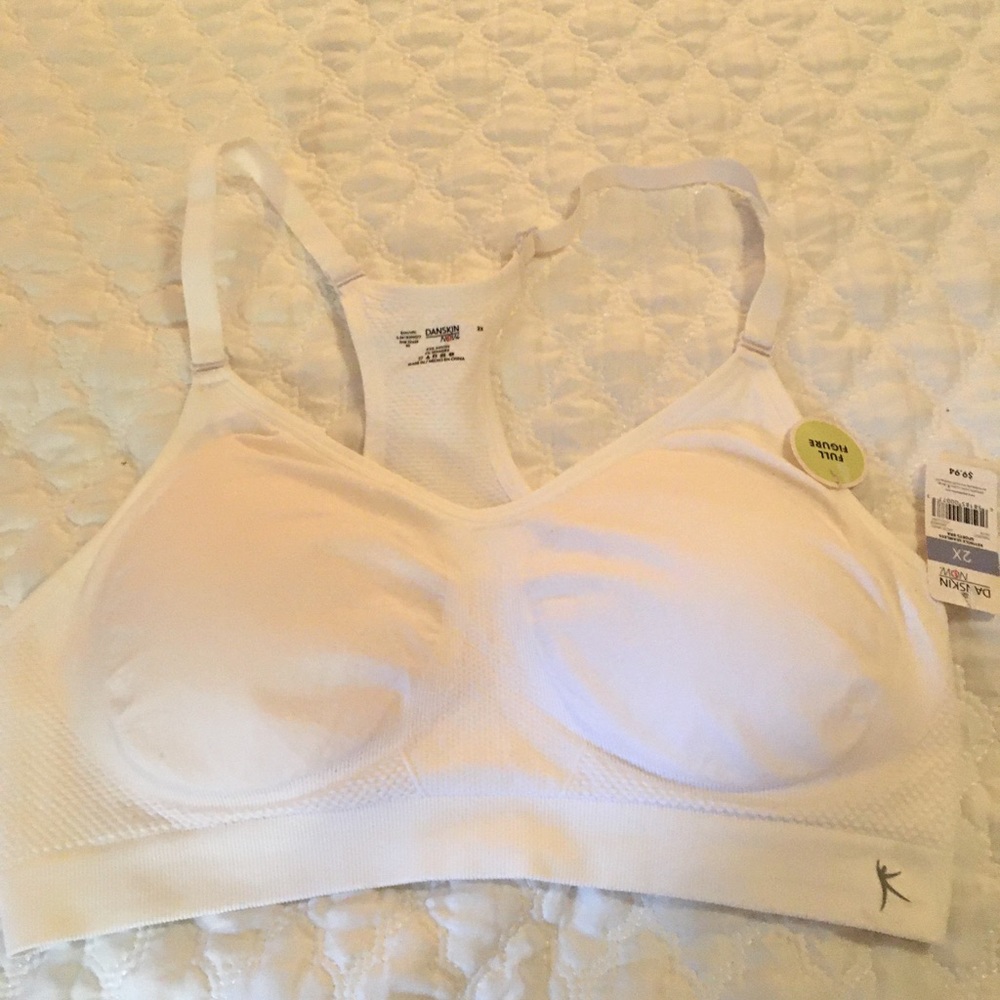NWT White Danskin Sports Bra 2X